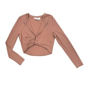 Free People Beach Cozumel Mauve Long Sleeve Crop Top